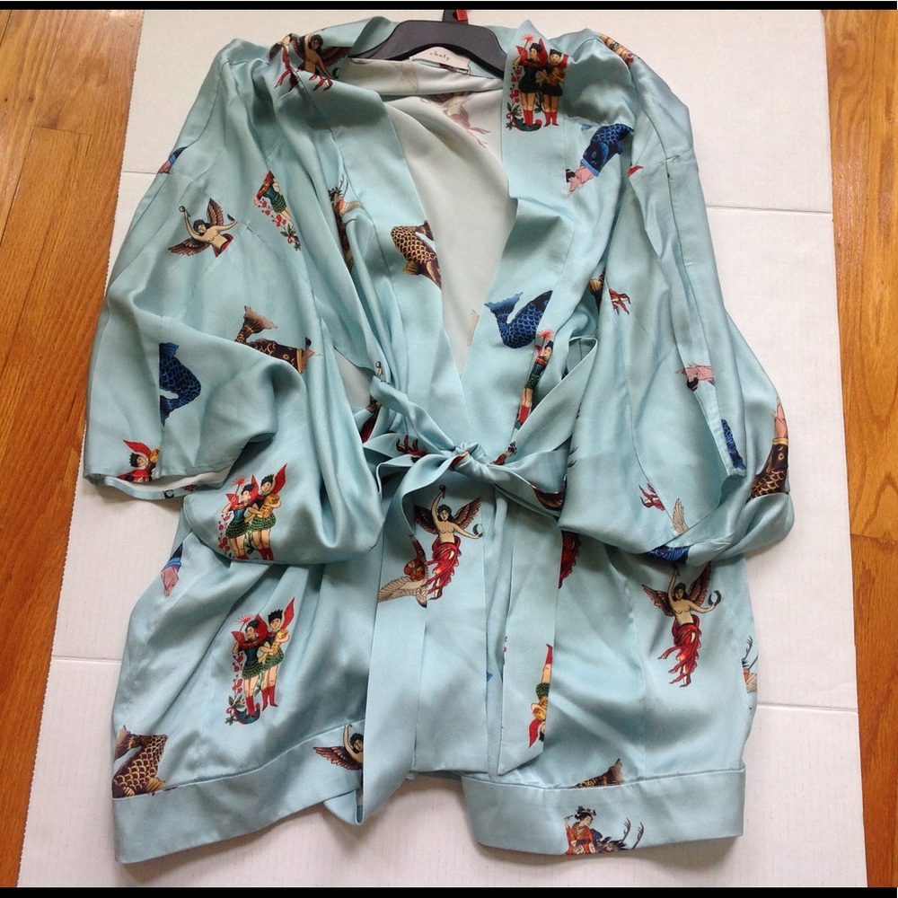 Chufy Blue Silk Tunic Pants Fish Angela Graphic